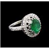 Image 1 : 1.90 ctw Emerald and Diamond Ring - 14KT White Gold