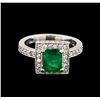 Image 2 : 14KT White Gold 0.25 ctw Emerald and Diamond Ring