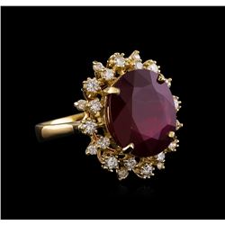 10.98 ctw Ruby and Diamond Ring - 14KT Yellow Gold