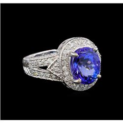 14KT White Gold 3.72 ctw Tanzanite and Diamond Ring