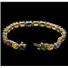 Image 3 : 23.50 ctw Multi Color Sapphire Bracelet - 14KT Yellow Gold