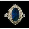 Image 2 : 2.20 ctw Black Opal and Diamond Ring - Platinum