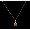 Image 1 : 3.80 ctw Citrine and Diamond Pendant With Chain - 14KT Yellow Gold