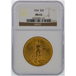 1924 NGC MS63 $20 St. Gaudens Double Eagle Gold Coin