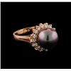 Image 1 : Pearl and Diamond Ring - 14KT Rose Gold