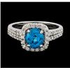 Image 2 : 2.34 ctw Blue Zircon and Diamond Ring - 14KT White Gold