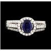 Image 2 : 0.90 ctw Sapphire and Diamond Ring - 14KT White Gold