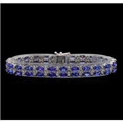 14KT White Gold 11.90 ctw Tanzanite and Diamond Bracelet