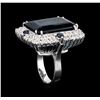 Image 4 : 30.20 ctw Blue Topaz and Diamond Ring - 14KT White Gold
