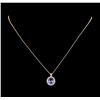 Image 2 : 3.68 ctw Tanzanite and Diamond Pendant With Chain - 14KT Rose Gold