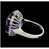 Image 3 : 12.11 ctw Tanzanite and Diamond Ring - 14KT White Gold