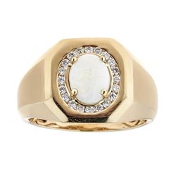 1.05 ctw Opal and Diamond Ring - 14KT Yellow Gold