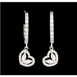 1.36 ctw Diamond Dangle Earrings - 14KT White Gold