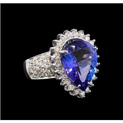 14KT White Gold 7.39 ctw Tanzanite and Diamond Ring