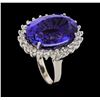 Image 4 : 18.44 ctw Tanzanite and Diamond Ring - 14KT White Gold