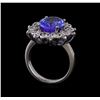 Image 4 : 5.50 ctw Tanzanite and Diamond Ring - 14KT White Gold