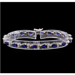 14KT White Gold 7.74 ctw Sapphire and Diamond Bracelet