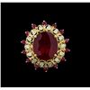 Image 2 : 14.37 ctw Ruby and Diamond Ring - 14KT Yellow Gold