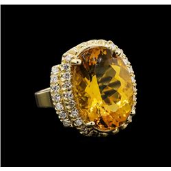 14KT Yellow Gold 11.17 ctw Citrine and Diamond Ring