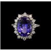 Image 2 : 5.6 ctw Tanzanite and Diamond Ring - 14KT White Gold