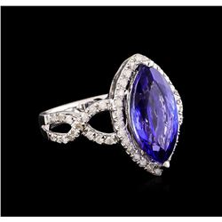 14KT White Gold 3.88 ctw Tanzanite and Diamond Ring