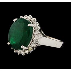 6.65 ctw Emerald and Diamond Ring - 14KT White Gold