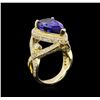 Image 3 : 14KT Yellow Gold 7.74 ctw GIA Cert Tanzanite and Diamond Ring