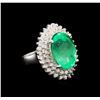 Image 1 : GIA Cert 10.05 ctw Emerald and Diamond Ring - 14KT White Gold