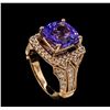 Image 4 : 5.91 ctw Tanzanite and Diamond Ring - 14KT Rose Gold