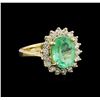 Image 1 : 2.85 ctw Emerald and Diamond Ring - 14KT Yellow Gold