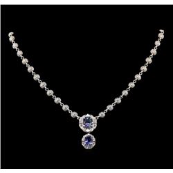 14KT White Gold 5.50 ctw Tanzanite and Diamond Necklace