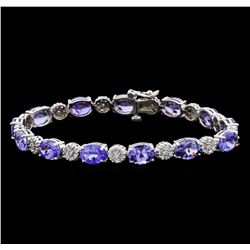 16.02 ctw Tanzanite and Diamond Bracelet - 14KT White Gold