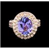 Image 2 : 4.20 ctw Tanzanite and Diamond Ring - 14KT Rose Gold