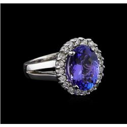 4.25 ctw Tanzanite and Diamond Ring - 14KT White Gold