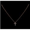 Image 2 : 0.39 ctw Diamond Cross Pendant With Chain - 14KT Rose Gold