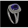 Image 4 : 1.69 ctw Tanzanite and Diamond Ring - 18KT White Gold
