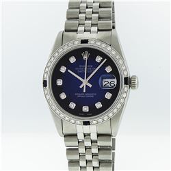 Rolex Stainless Steel Diamond and Sapphire DateJust Men's Watch