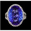 Image 2 : 10.86 ctw Tanzanite and Diamond Ring - 14KT White Gold