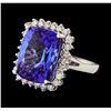 Image 1 : 11.13 ctw Tanzanite Stone and Diamond Ring - 14KT White Gold