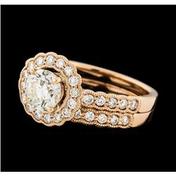 1.56 ctw Diamond Ring and Wedding Band - 14KT Rose Gold