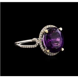 14KT White Gold 3.95 ctw Amethyst and Diamond Ring