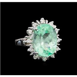 GIA Cert 9.92 ctw Emerald and Diamond Ring - 14KT White Gold