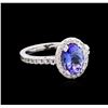 Image 1 : 1.98 ctw Tanzanite and Diamond Ring - 14KT White Gold