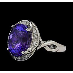 7.25 ctw Tanzanite and Diamond Ring - 14KT White Gold