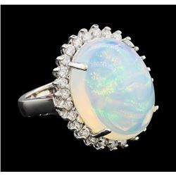 14.28 ctw Opal and Diamond Ring - 14KT White Gold