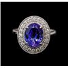 Image 2 : 4.00 ctw Tanzanite and Diamond Ring - 14KT White Gold