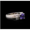 Image 1 : Platinum 1.63 ctw Tanzanite and Diamond Ring