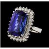 Image 1 : 20.39 ctw Tanzanite and Diamond Ring - 14KT White Gold