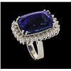 Image 4 : 20.39 ctw Tanzanite and Diamond Ring - 14KT White Gold