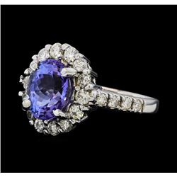 1.80 ctw Tanzanite and Diamond Ring - 14KT White Gold